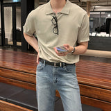 オンスリネン3ボタンカラー半袖ニットウェア / Oz Linen 3 Button Collar Short-Sleeved Knitwear (5 colors)