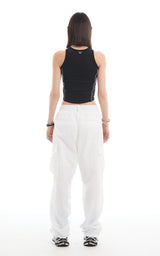 REFLECTIVE PIPING CROP TOP_BLACK