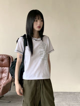 シャポビンテージプリンティングレタリング半袖Tシャツ / Shapo Vintage Printing Lettering Short-Sleeved T-Shirt
