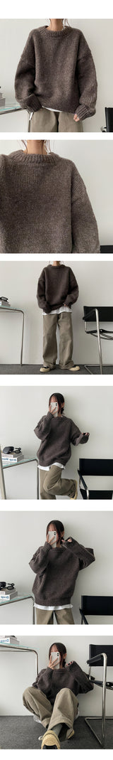Songi Thick Warm Punching Round Knitwear