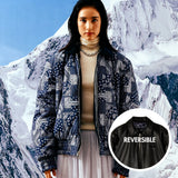 [UNISEX] `CUL` Reversible Leather and Paisley Bomber Jacket (Navy) (6656426606710)