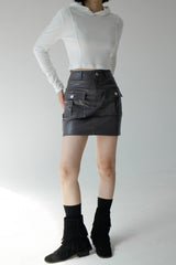 コーテッドミニスカート/Coated mini skirt (2color)