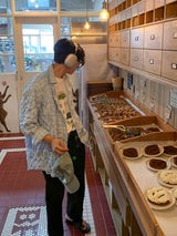 ボーイリンクルシフォンスクエアチェックシャツ