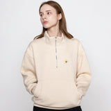 フラワードット刺繡ハーフジップアップスウェットシャツ/Flower Dot Embroidery Half-Zipup Sweatshirt