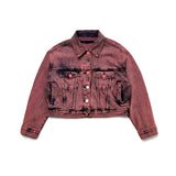 WINE DENIM CROP TRUCKER JACKET