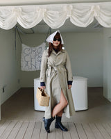Shirring trench coat khaki