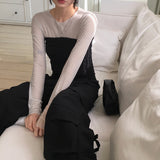 Hiz Dot See-through Layered Inner Long Sleeve T-Shirt