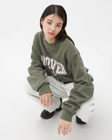 PIGMENT CRACK LOGO SWEATSHIRT-KHAKI (6604482478198)