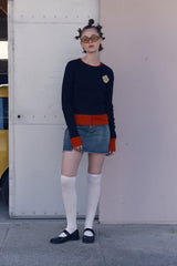 EMBLEM WAPPEN ROUND NECK KNIT [NAVY]