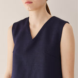 Vネックミニマルミニドレス / V-neck minimal mini dress_navy