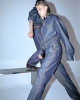 UNISEX LINE STITCH RAW DENIM PANTS W - INDIGO BLUE (6635992449142)