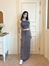 リボンマキシロングスカート/878. Ribbon maxy long sk (2color)