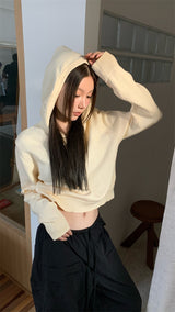 ハリフーデッドクロップニット