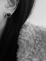 (silver925) black heart earring