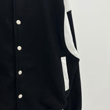 [UNISEX] Varsity stadium leather point jacket (Black)