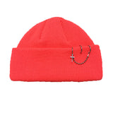 ネオンピンクボールチェーンビーニー / NEON PINK BALL CHAIN BEANIE