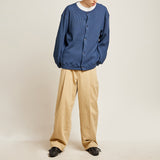 ラウンドネックワッフルカーディガン/DAMP ROUND-NECK WAFFLE CARDIGAN_NAVY