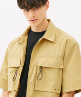 TWO POCKET STRING HALF SHIRTS (BLACK) (6585203851382)