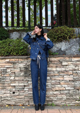 ルーズフィットバックレーベルポイントダークデニムジャケット/LOOSE FIT BACK LABEL POINT DARK DENIM JACKET [17707]