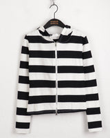 Halin striped two-way slim hoodie long-sleeved zip-up