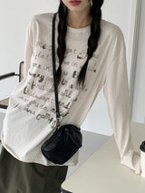 ブルーアレタリングビンテージ長袖Tシャツ / Brua lettering vintage long-sleeved T-shirt