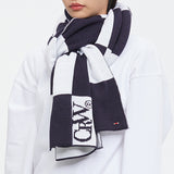 チェッカーボードジャカードマフラー/CHECKER BOARD JACQUARD MUFFLER_NAVY