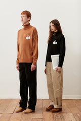 キルシーミドルチェリーハイネックニット／UNI MIDDLE WHITE CHERRY ROUND KNIT SHIRT KA [BLACK] (6597397119094)