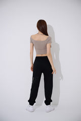 プレーン オフショルダー クロップ Tシャツ / TOP(9393) Plain Off Shoulder Crop Tee