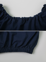 Crop Banding Short Sleeve Blouse (2color)