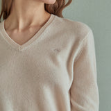 100%cashmere v neck basic top_buttermilk (6653672456310)