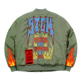 21 FLAME OVERSIZED MA-1 JACKET LIGHT KHAKI / BLACK (6629884756086)