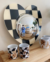 Heart Acrylic Convex Mirror (Checkerboard)