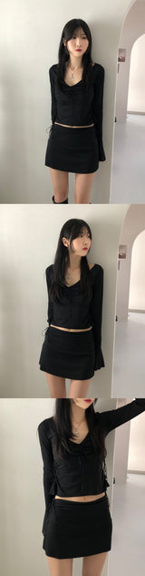 ペリーストラップシャーリング長袖Tシャツ / Perry Strap Shirring T (2color)