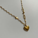 lal チャビーハートボールユニークツーウェイネックレス/lal Chubby Heart Ball Unique Two-Way Necklace