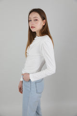 ドレープパフシャーリングTシャツ / Drape Puff Shirring T-shirt White
