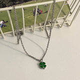 グリーンジェイドクローバーネックレス/green jade clover nk