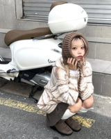 Vintage Ethnic Tteokbokki Hooded Knitwear