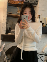 Rose Boat Neck Knit T-shirt + Tie Set (5color)
