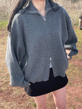 Bent knit cardigan zip up 