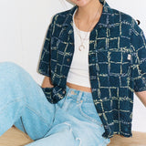 [Hawaiian Crop Shirt] Reef Check - Navy (6626230632566)