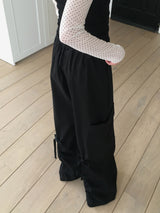 Minka Bag Ribbon Shirring Pintuck Cotton Cargo Pants