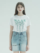 W フラワーTシャツ / T1009 W FLOWER T-SHIRT_WHITE