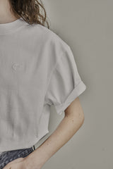 オーバーサイズロゴ刺繍Tシャツ/OVERSIZED LOGO EMBROIDERED T-SHIRT_WHITE