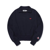 チェリーオープンカラースウェットシャツ / CHERRY OPEN COLLAR SWEATSHIRT [NAVY]