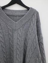 ウールビッグツイストV-ネックニット / Wool big twist V-neck knit (6color)