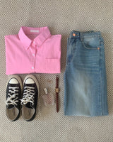 ブルーオンウォッシュドワイドストレートデニムパンツ / Blue-On-Washed Wide Straight Denim Pants
