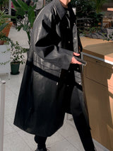 ASCLO Vegan Leather Mac Coat (2color) (6661515477110)