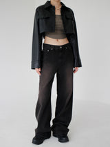 ブラウンウォッシュドデニムトラウザーズ / Brown washed denim trousers