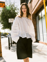 レースリンクルパフブラウス / Lace Wrinkle Puff Blouse (2colors)