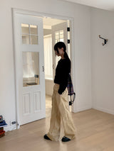 Pinat Folding String Banding Cargo Long Wide Pants